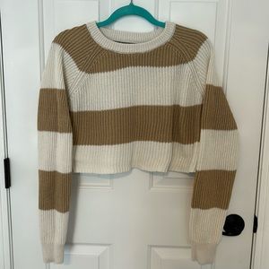 Forever 21 Tan/Cream Crop Top Sweater